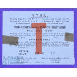 1968 British and I Lions Rugby, Ticket First Test Pretoria: Large blue card stand ticket for the