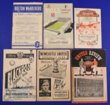1952/53 Wolverhampton Wanderers away match programmes to include Bolton Wanderers, Aston Villa,