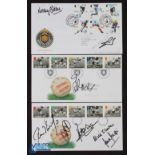 3x Autographed Football First Day Covers featuring G Zola, Nobby Stiles, D Ginola, R Giggs, P