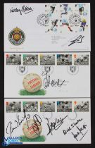 3x Autographed Football First Day Covers featuring G Zola, Nobby Stiles, D Ginola, R Giggs, P