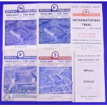 1950s England Rugby Trials Programmes (6): at Birkenhead Park, Dec 1958; at Exeter, Dec 1959; and at