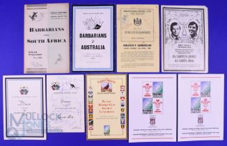 1952-1999 Barbarians and RWC Rugby Items, Many Signed (9): Baabaas v S Africa, 1952 and v