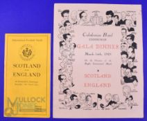 Scarce 1929 Scotland v England Rugby Programme and Gala Dinner Menu (2): Standard Murrayfield slim