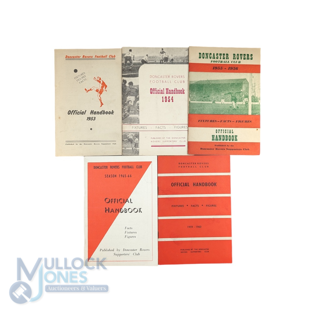 Doncaster Rovers Club official handbooks 1953, 1954, 1955/56, 1959/60, 1965/66; fair. (5)