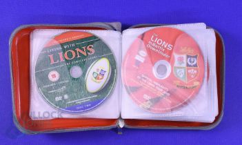 36 British and I Lions DVDs in attractive case (36): In a compact scarlet stiffened customised case,