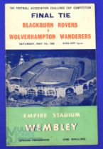 1960 FAC final Wolverhampton Wanderers v Blackburn Rovers match programme 7 May 1960; very tiny