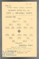 1945-46 Leicester City v Swansea Town 16th March 1946 football programme - heavy pocket fold