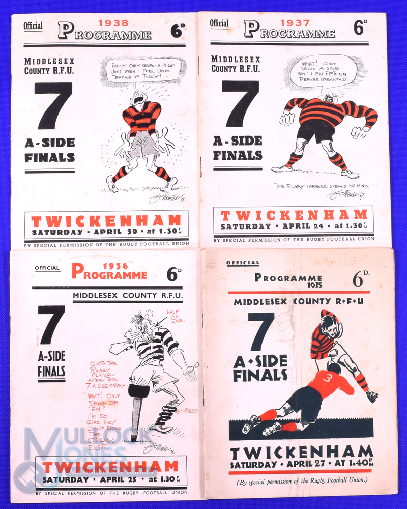 1935-1938 Inc, Middlesex Sevens Rugby Programmes (4): Again, hard to find with those distinctive