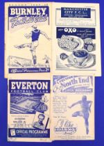 1947/48 Bolton Wanderers away Div. 1 match programmes v Manchester City, Everton, Burnley, Preston