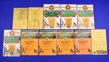 Selection of Wolverhampton Wanderers home reserves match programmes 1946/47 Aston Villa (poor),