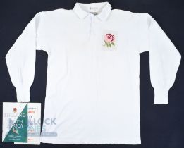 c1952 Scarce England International Rugby Jersey: Period piece, white England jersey made by Bukta,