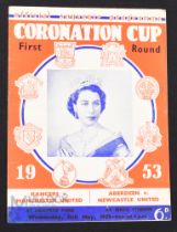 1952/53 Coronation Cup Glasgow Rangers v Manchester Utd match programme (also covers Aberdeen v