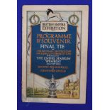 1923 FA Cup Final the 1st at Wembley-Bolton Wanderers v West Ham Utd match programme 28 April 1923