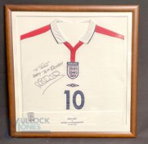 David Beckham signed 10 shirt England v Serbia and Montenegro 3rd June 2003 dedicated to John