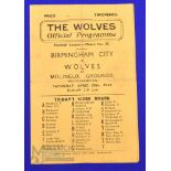 1945/46 Wolverhampton Wanderers v Birmingham City football league south match programme 20 April