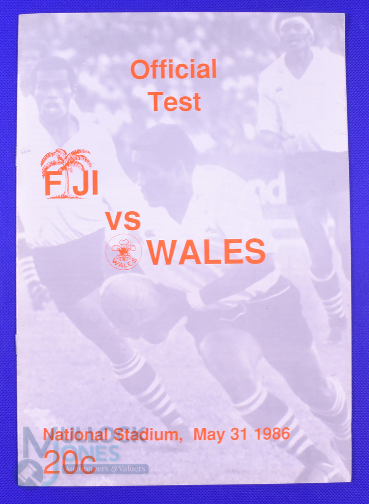 1986 Fiji v Wales Rugby Programme: Quite scarce, the large issue from Wales Pacific trip nearly 40