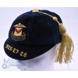 1926 on Newport, presumably Rugby Club, Velvet Honours Cap: Very dark Blue/Green, 8-panelled,