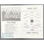 1958-59 Stoke City v First Vienna 14th February 1959 football programme, signed by the First
