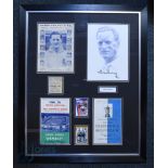 25" x 31" Framed and glazed montage of Tom Finney as featured in 1954; has photos of the 1954 FAC