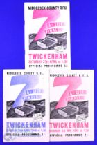 1946-1948 Inc, Middlesex Sevens Rugby Programmes (3): Trio with the newer, partly coloured covers.