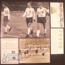 Autographed items to include b&w photo of Martin Peters scoring goal no. 2 in the 1966 World Cup