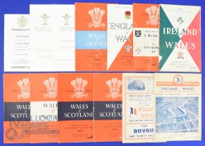 Wales Home and Away Rugby Programmes (13): v France 1950 (GS), 54: v E 63, at Eng 50 (GS) and 56; at