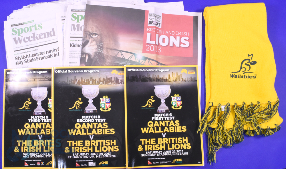 2013 British and I Lions to Australia Rugby Programmes etc (3+): Full set of three test programmes