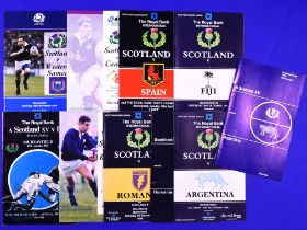 1973-1995 Scotland v Other Tourists Rugby Programmes (10): v Argentina 1973 and 1990, Romania