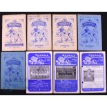 Shrewsbury Town away match programmes v Millwall 1951/52, 1952/53, 1953/54, 1954/55, 1955/56, 1956/