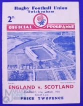 Scarce 1936 England v Scotland Rugby Programme: Twickenham pattern, rose badge and aerial pic, 4pp