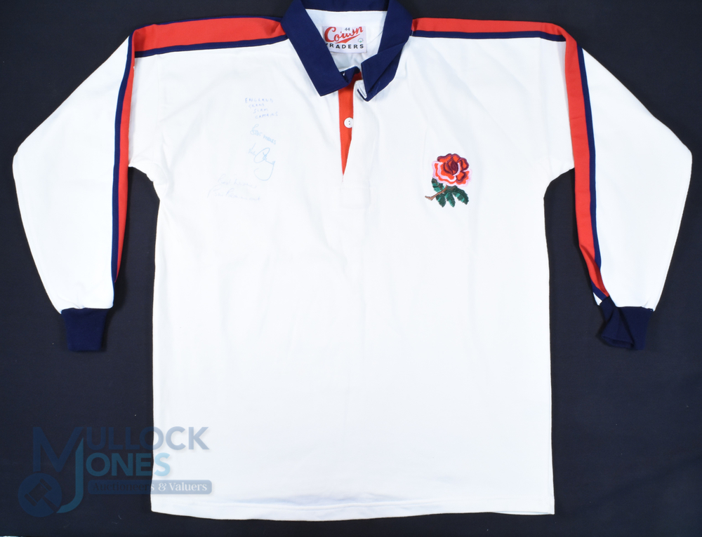 1994-5 England (Will Carling's?) Signed England Rugby Jersey: Matchworn Cotton Traders 44" white