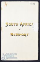 Scarce 1931 Newport v S Africa Rugby Programme: Sought-after issue from the Rodney Parade clash with