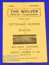 1945/46 Wolverhampton Wanderers v Tottenham Hotspur football league (south) 4 page, 1st September
