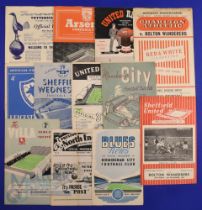 1954/55 Bolton Wanderers away match programmes to include Newcastle Utd, Preston NE, Sheffield