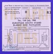 1968 British and I Lions Rugby, Ticket Third Test Newlands: Very large stand ticket, buff/orange