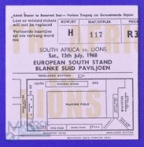 1968 British and I Lions Rugby, Ticket Third Test Newlands: Very large stand ticket, buff/orange