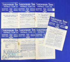 1956/57 Shrewsbury Town home match programmes v Millwall, Torquay Utd, Brighton, Aldershot,