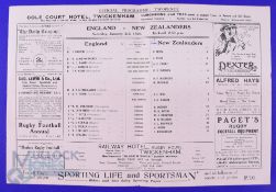 Scarce 1925 England v New Zealand Rugby Programme: Magnificent historic match and memorabilia, the