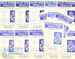 1965/66 Bolton Wanderers Div 2 home match programmes, league full season (21), plus Preston NE (