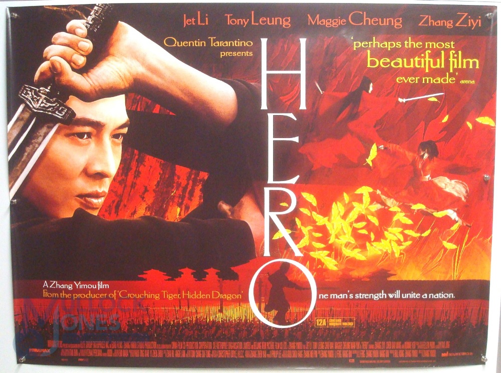 Original Movie/Film Poster - 2002 Hero Jet Li - 40x30" approx. kept rolled, creases apparent, Ex