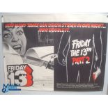 Original Movie/Film Poster - 1980/81 Friday 13th and Friday 13th Part 2 - 40x30" approx. kept