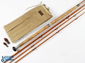 J J S Walker Bampton split cane salmon fly rod No 26867 - 14’ 3pc with spare tip, 27” handle with