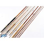 Various Rods - Robertson of Glasgow 16ft 3 piece split cane salmon fly rod with spare top,