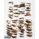 60+ Fully Dressed Salmon Flies, assorted sizes, and feather with noted feathers of Jungle Cock