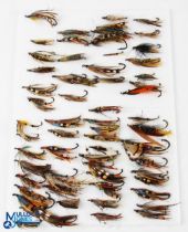 60+ Fully Dressed Salmon Flies, assorted sizes, and feather with noted feathers of Jungle Cock