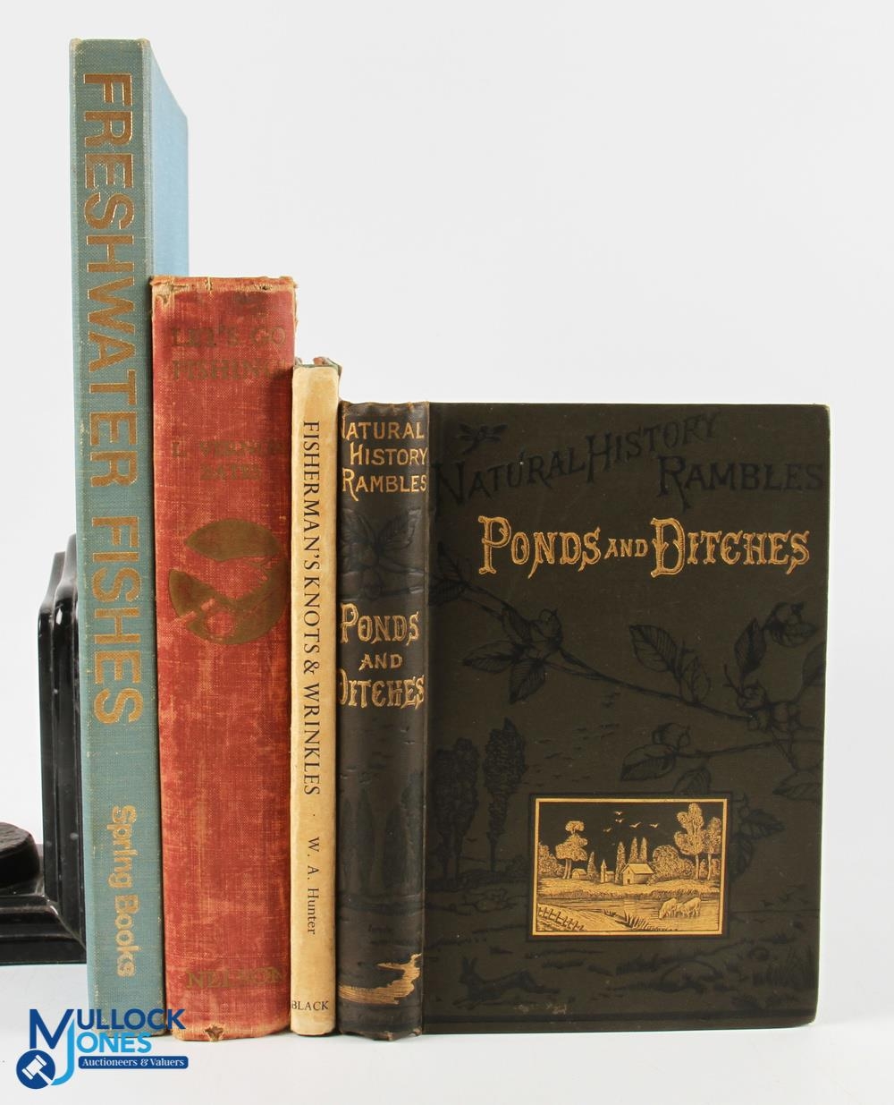 4x period Fishing books, to include: 1880 Natural History Rambles Ponds and Ditches Cooke M C,