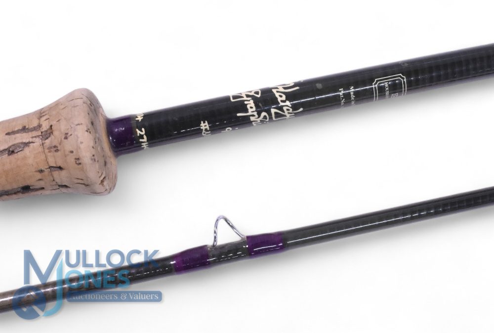 Hardy Favourite Graphite Fly rod, 9’ 2 piece, line rate #6/7, purple whipped guides, cork handle - Image 2 of 3