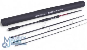 Sonik SK4 Travel Spin, 11’ 4 piece Multi Plex High Torque Graphite rod, lure weight 15-30 grams,
