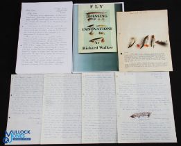 2x 1973 Richard Walker Illustrated Letters and Hand Tied Flies, correspondence from 1973 with an