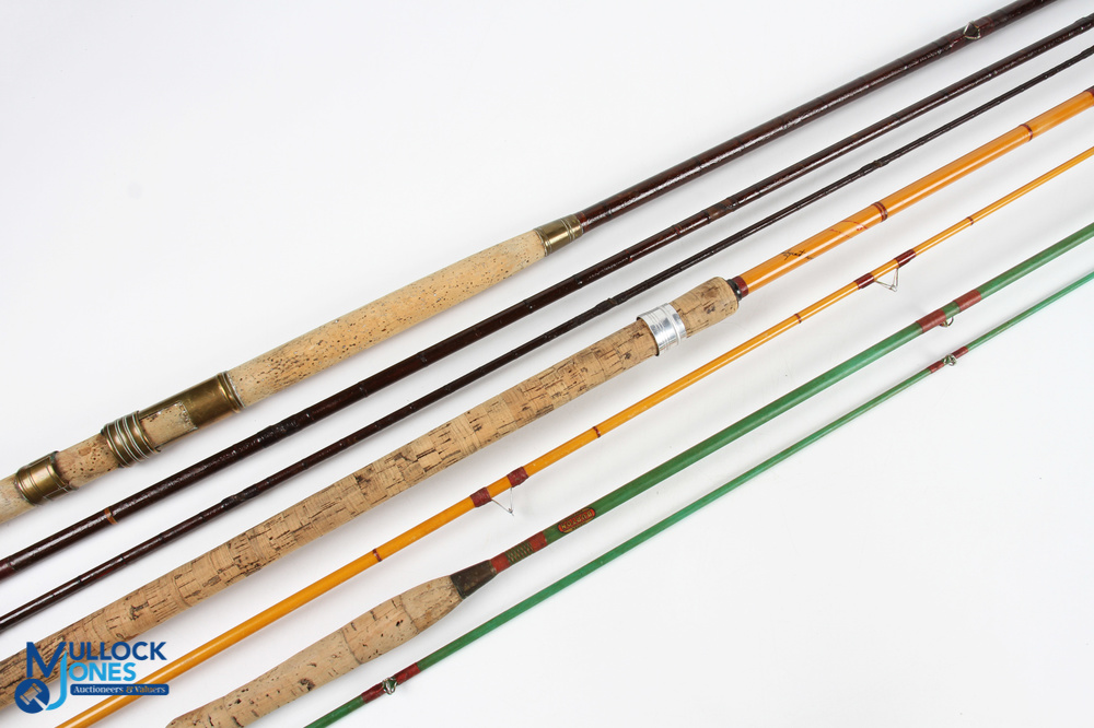 Unnamed greenheart salmon fly rod 13ft 6” 3pc, 19in handle with brass reel seat and collars, twist